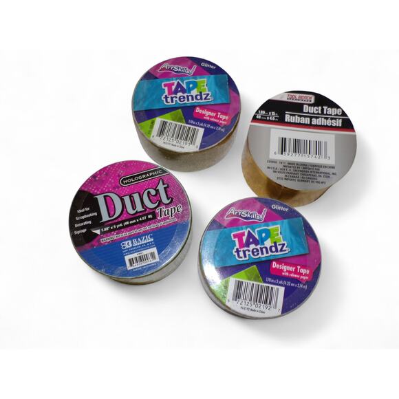Craft Glitter Metallic Holographic Duct Tape Lot of 4 Gold Silver Holiday #4 - Picture 2 of 2